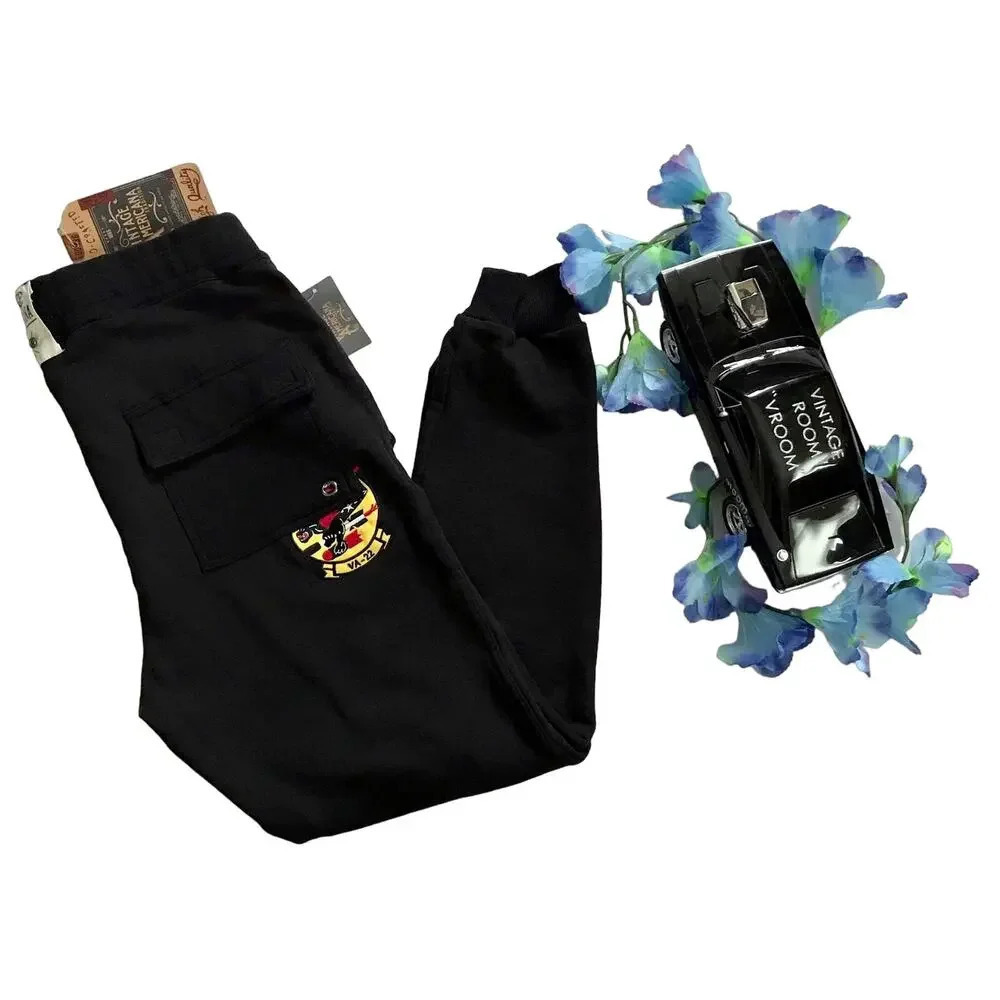 Vintage Americana NWT Black Jogger with Patches Men M